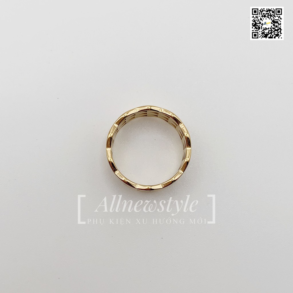 Nhẫn tam giác khuyết Allnewstyle thép không gỉ mạ vàng thật