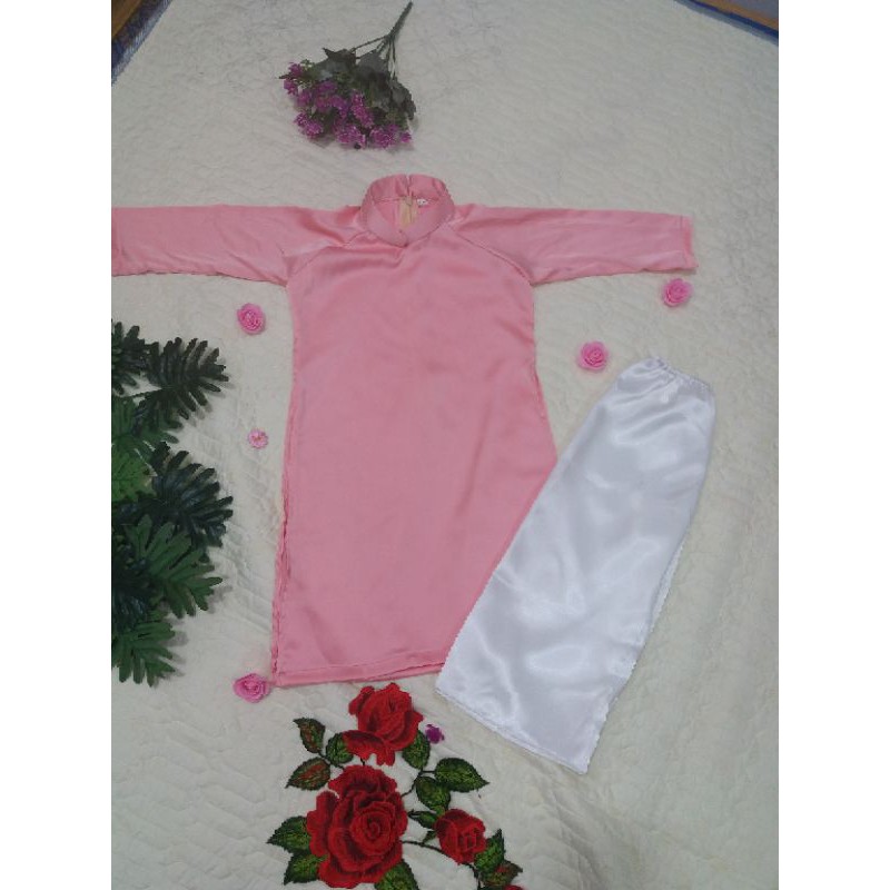 Set bộ áo dài bé lụa satin 8-35kg