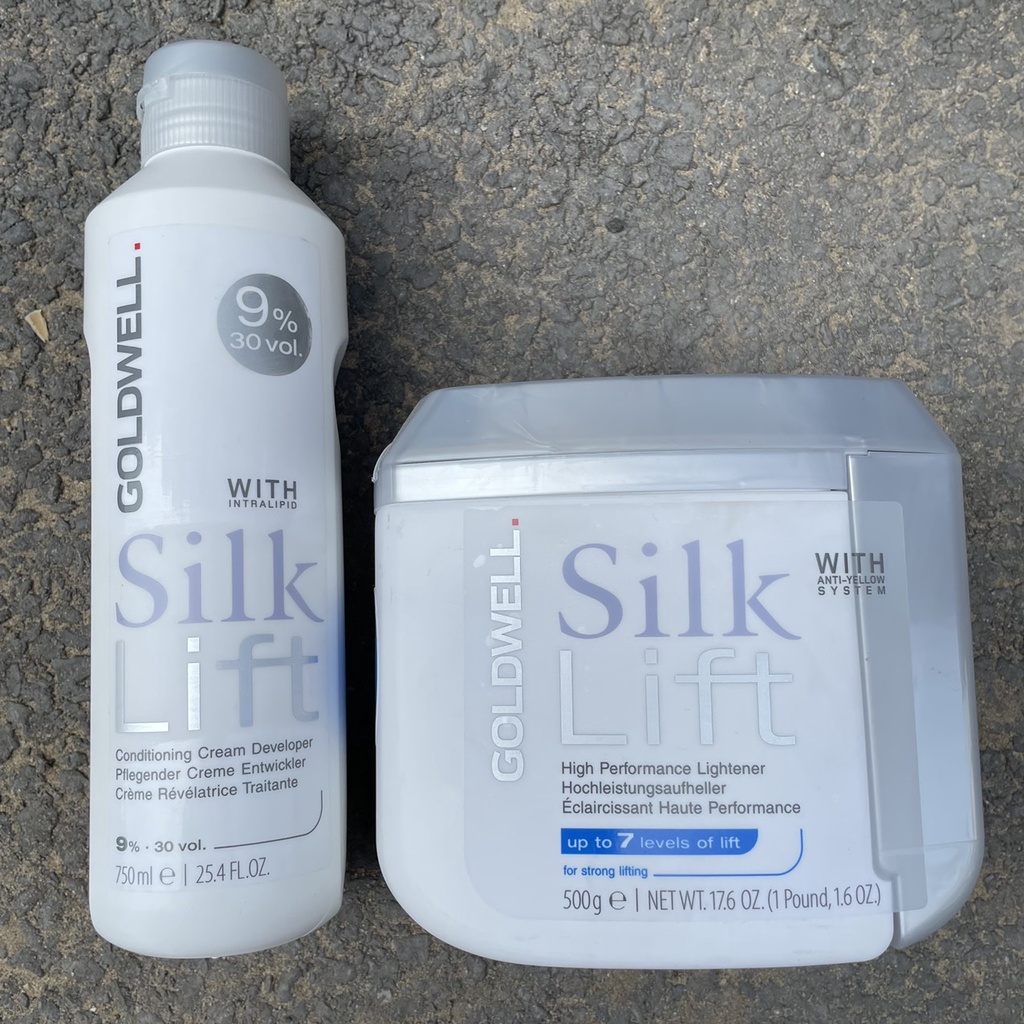 Combo tẩy và oxy Silk Lift Goldwell High Performance Lightener 500gr/750ml