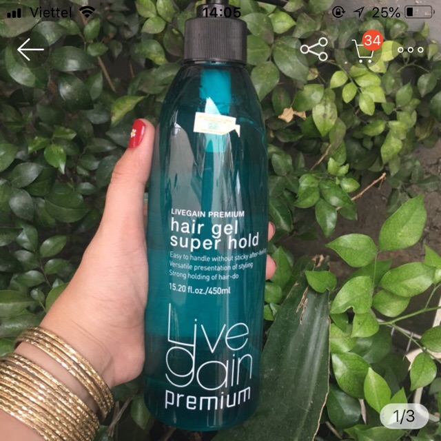 Gel cứng Live gain premium hair gel super hold 450ml