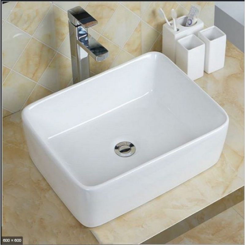 [NOWSHIP 1H HCM]Lavabo đặt bàn nhỏ đặt bàn  48x37cm chữ nhật, chậu rửa mặt