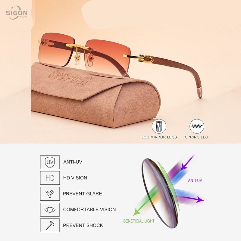 Kính mát chống tia UV400 gọng gỗ thời trang cho nam