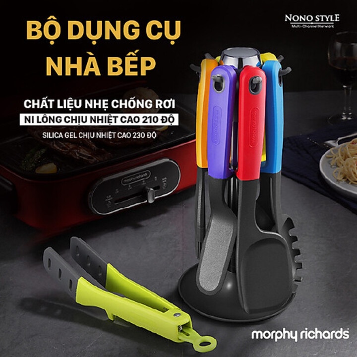( BẢO HÀNH 1 NĂM ) Bộ dụng cụ nhà bếp 7 món Morphy Richards RM1032 Muỗng, Cọ Quét Dầu, Kẹp, Kim châm thực phẩm