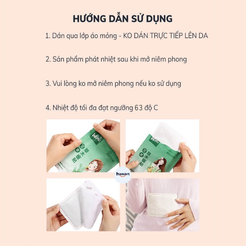 Miếng dán giữ nhiệt, giữ ấm cơ thể mùa đông, làm giảm đau bụng kinh hình kute- Puha