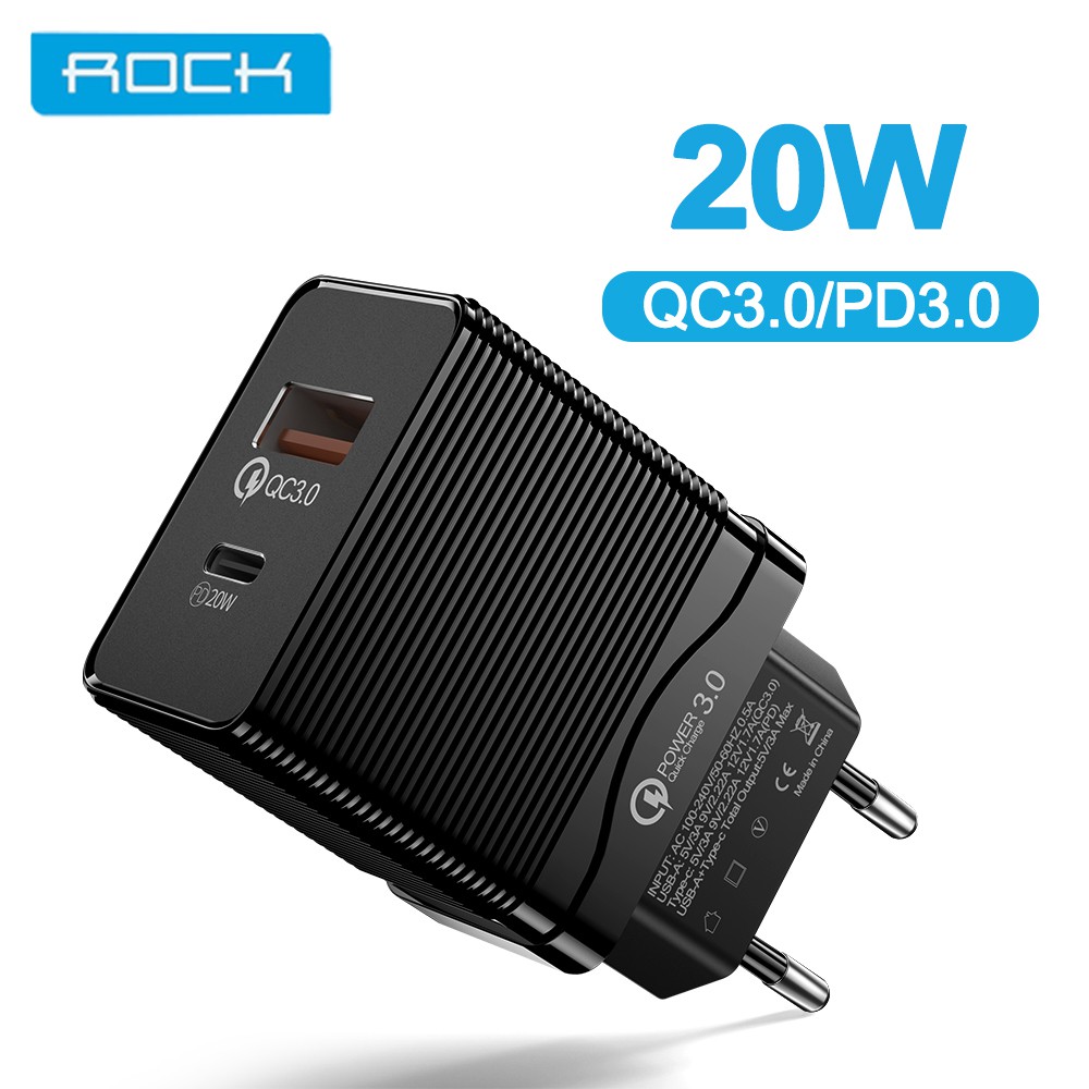 Củ Sạc Nhanh Rock 20W Cắm Tường Cho Điện Thoại Thông Minh iPhone Samsung Xiaomi