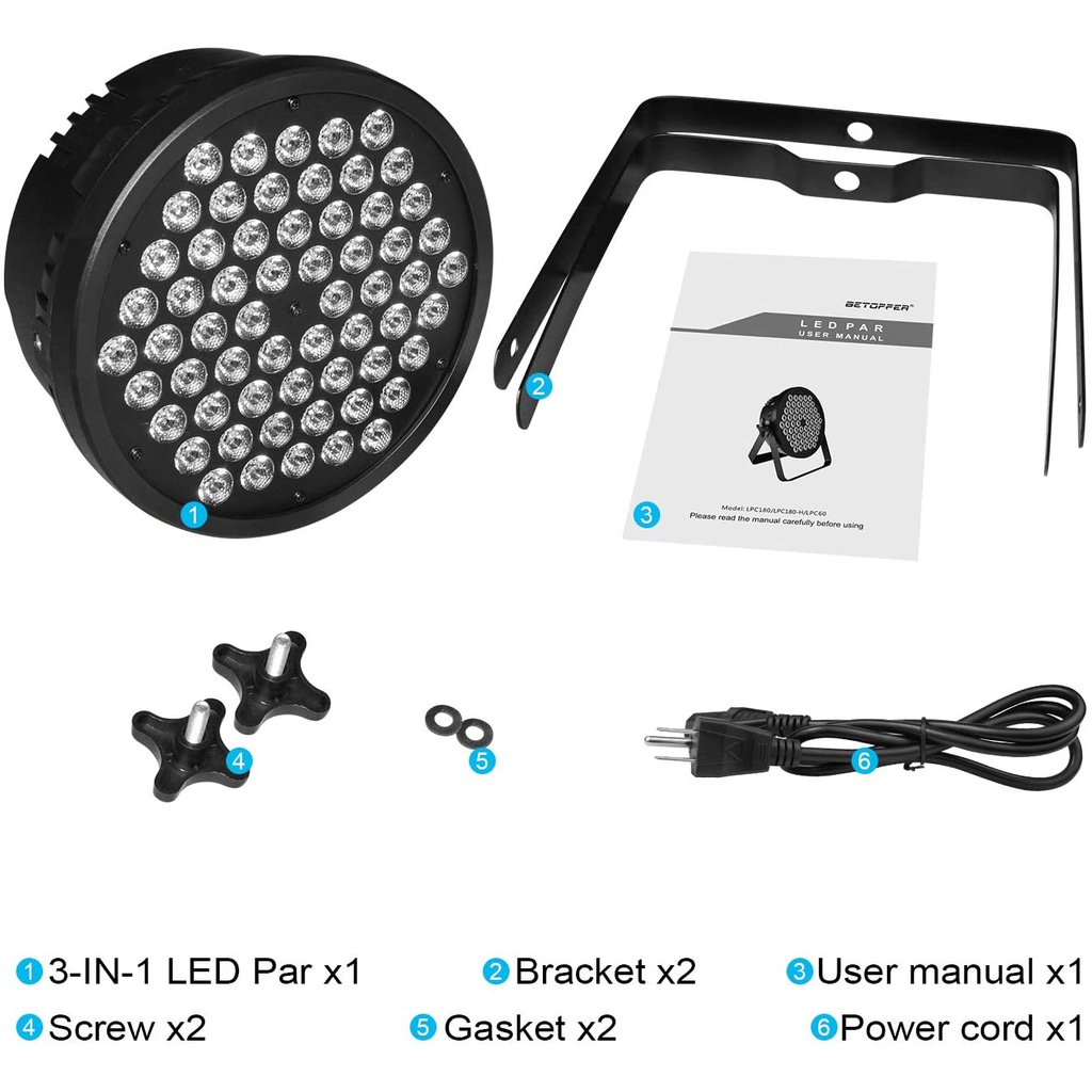 Đèn LED DJ Par 60 Bóng RGB 95W Tạo Hiệu Ứng Ánh Sáng Nhấp Nháy Nhấp Nháy Trang Trí Sân Khấu / Tiệc / Nhà Thờ / Sinh Nhật / Sự Kiện Điện Thoại Di Động DJ