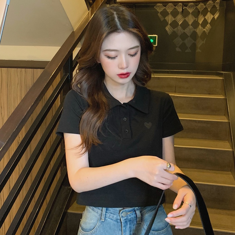 SUXI Áo polo Tay Ngắn Cổ POLO Màu Sắc Đơn Giản Thời Trang Mùa Hè Dành Cho Nữ