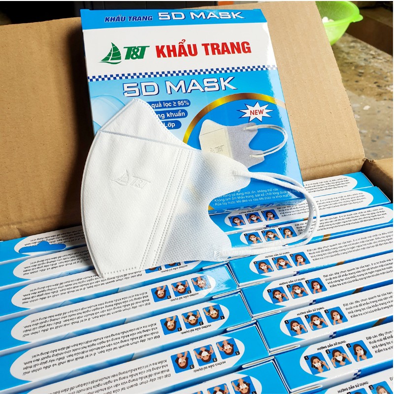 Khẩu trang 5D mask kháng khuẩn hộp 10c- Hàng chính hãng