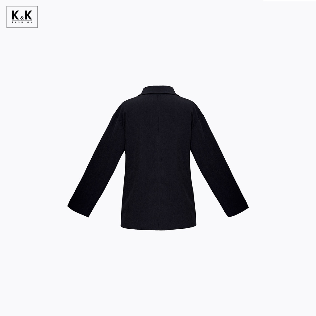 Áo Khoác Blazer 2 Lớp Túi Đắp Xéo K&amp;K Fashion AK10-25 Đen Tay Dài Chất Liệu For Hàn