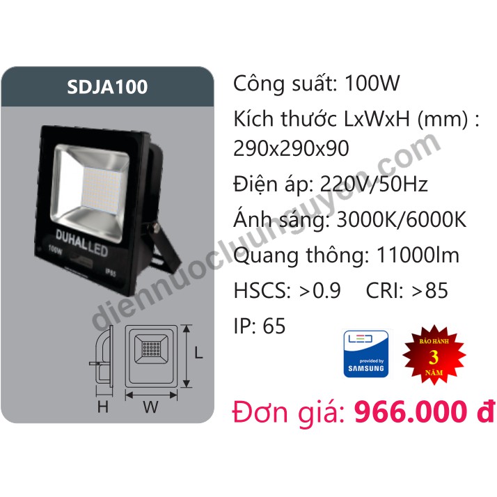 ĐÈN PHA LED 100W DUHAL SDJD100
