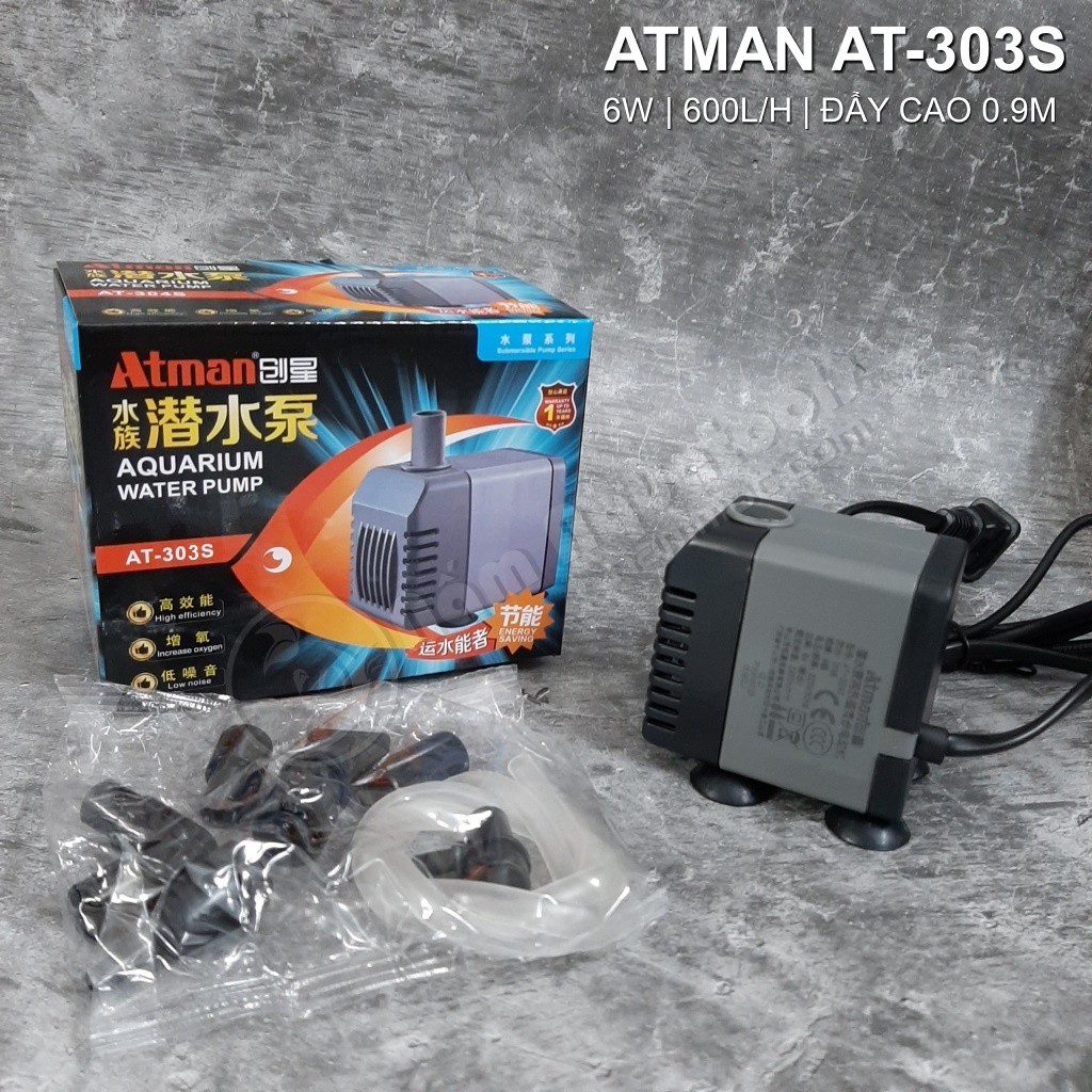 [Mã PET20K giảm 20K đơn 250K] Bơm ATMAN AT-303S (6W) | Dòng bơm bể cá thế hệ mới ...