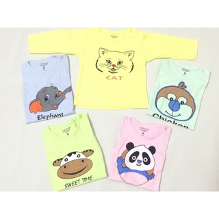 Áo sơ sinh cài vai set 5 chiếc có hình con mèo
