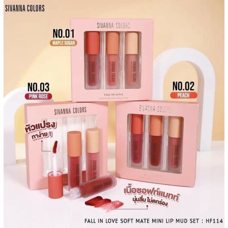 💋  SET SIVANNA FALL IN LOVE MATTE LIP THÁI LAN SET SON 3 CÂY  CHÍNH HÃNG💋