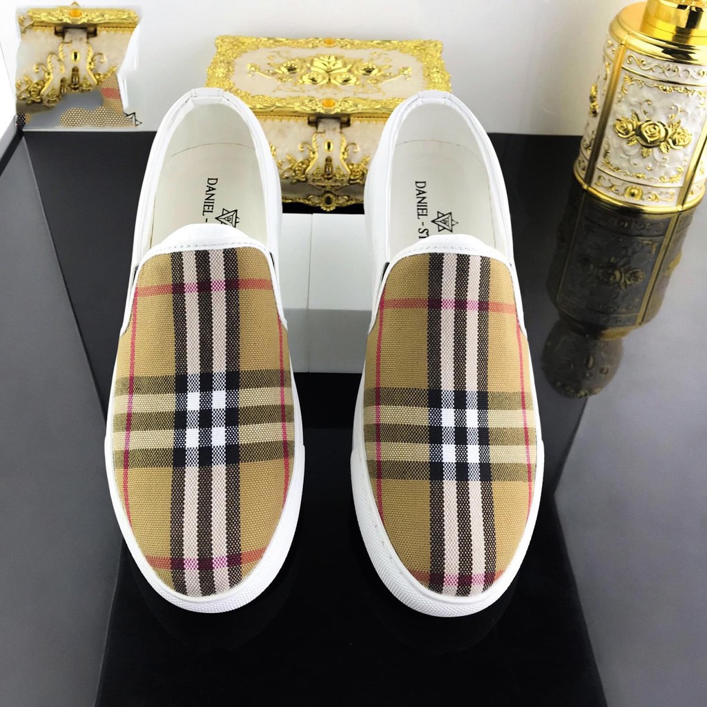 Giày lười mọi nam vải kẻ sọc BB 2 màu cao cấp mới | BigBuy360 - bigbuy360.vn