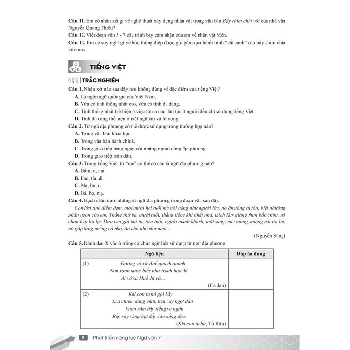 Sách - Phát triển năng lực ngữ văn 7 ( Biên soạn theo chương trình GDPT mới )