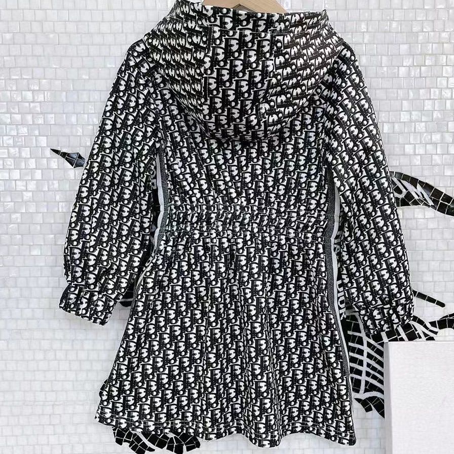 Dior_Bộ Áo Thun Cotton Jacquard Tay Dài + Chân Váy Thời Trang Mùa Hè Cho Bé Gái