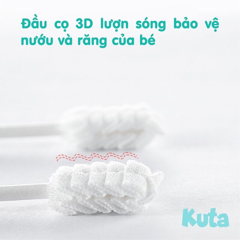 Rơ lưỡi tưa lưỡi cho bé KUTA, dệt sợi cotton 100%, mềm mại, kháng khuẩn, an toàn và sạch sẽ [Hộp 30 chiếc]