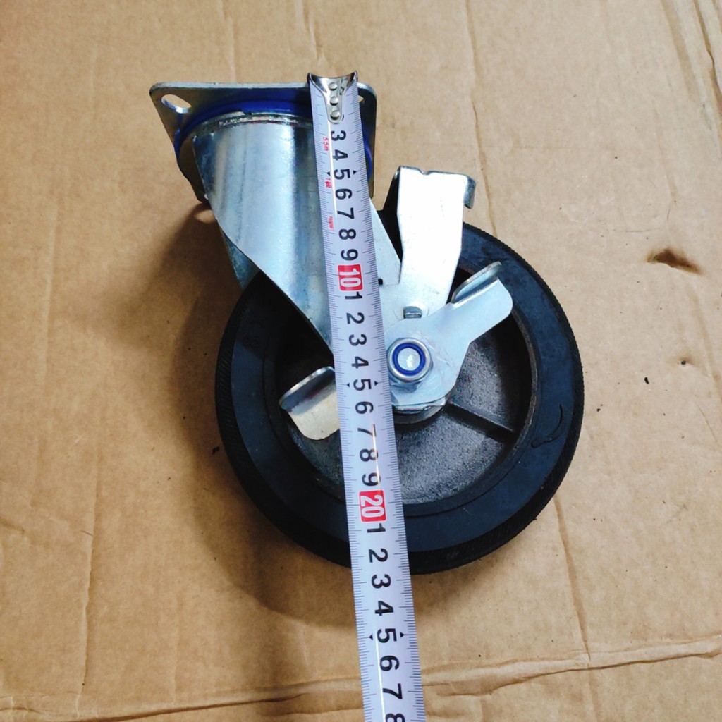 Bánh xe đẩy chịu lực cao, đường kính 200mm, bánh gang, viền cao su (loại tĩnh/ quay)
