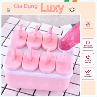Khuôn làm kem que, có thể dùng được nhiều lần gồm 8 ô tiện lợi - Luxy Houseware