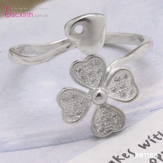 Nhẫn bạc Ý 925 Bạc Xinh - Cỏ bốn lá may mắn RR1158