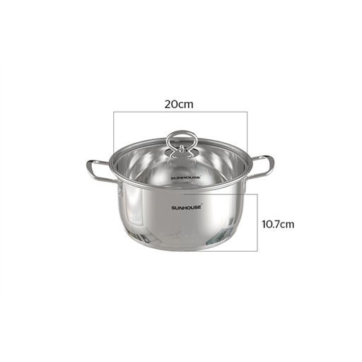 Nồi lẻ inox 5 đáy đáy từ SUNHOUSE SHG788-16-20-24cm