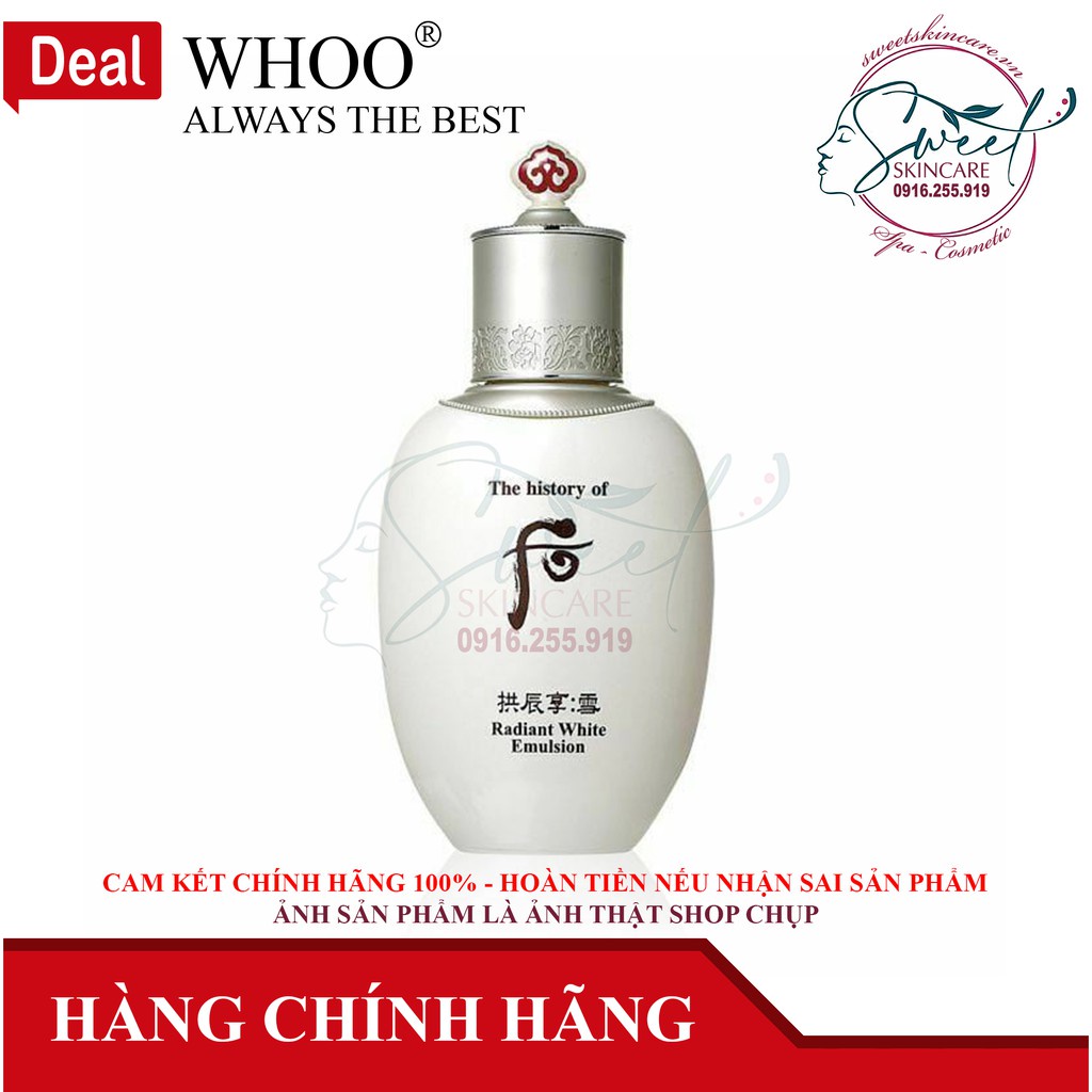 Sữa dưỡng trắng da Whoo Gongjinhyang Seol Radiant White Emulsion  (whoo trắng) ( The history of Whoo)