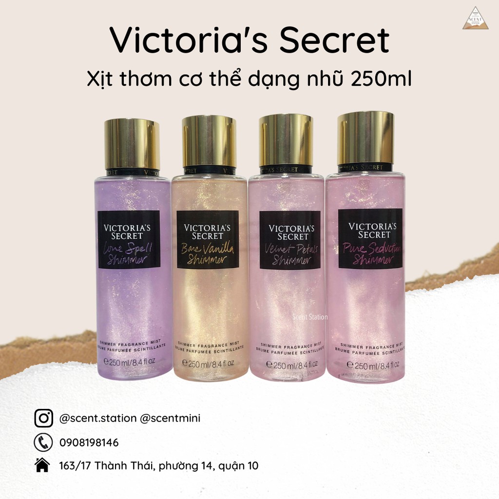 [Dạng nhũ] Xịt thơm cơ thể Body mist Victoria’s Secret shimmer 250ml