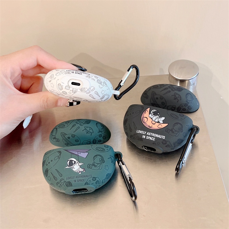 Đối với OPPO Enco Air TWS Vỏ tai nghe trái đào mùa hè cho OPPO Enco Air 2 Gấu dễ thương Phi hành gia Cặp đôi hoạt hình Vỏ bảo vệ chống rơi