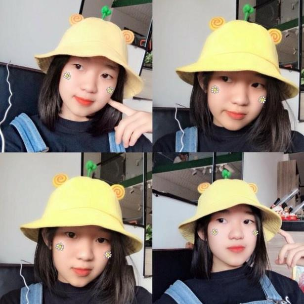 CÓ SẴN - Nón bucket maruko nhung vàng mầm cây (kèm ảnh thật) 👒