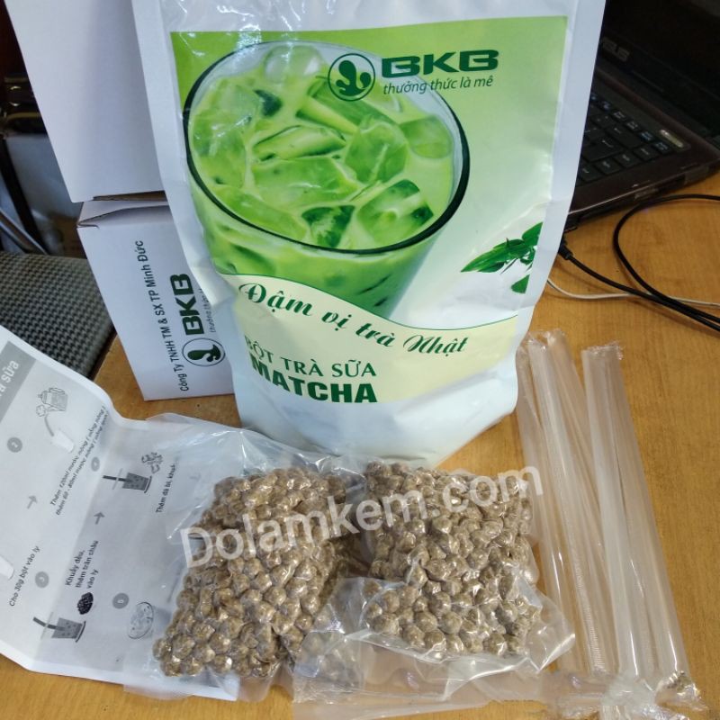 COMBO PHA CHẾ TRÀ SỮA ĐỒ UỐNG MATCHA  (Bộ kit Matcha , ống hút , trân châu )