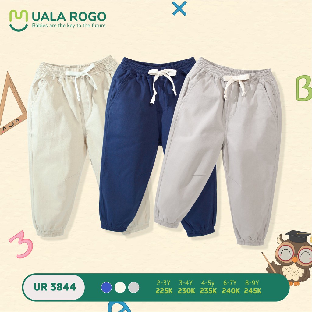 Quần jogger trơn kaki cao cấp bé trai bé gái Uala Rogo 3844