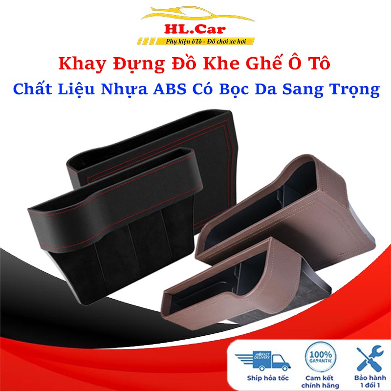 Khay Đựng Đồ Khe Ghế Ô Tô Tiện Lợi, Khay Để Đồ Khe Ghế Bọc Da Pu Cao Cấp