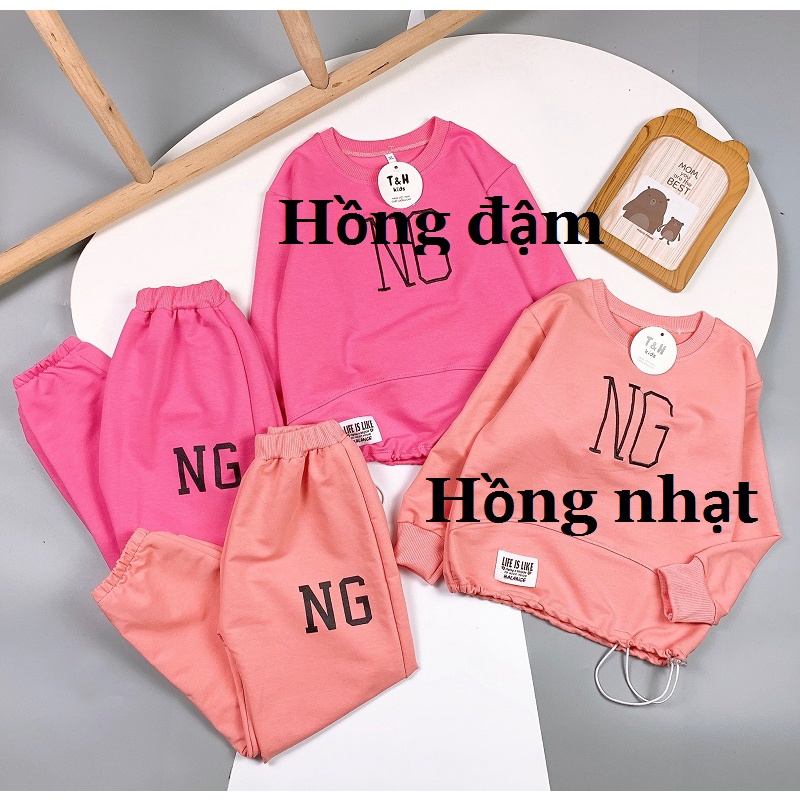 Bộ nỉ bé gái cao cấp NG size Đại 25-35kg XHN778