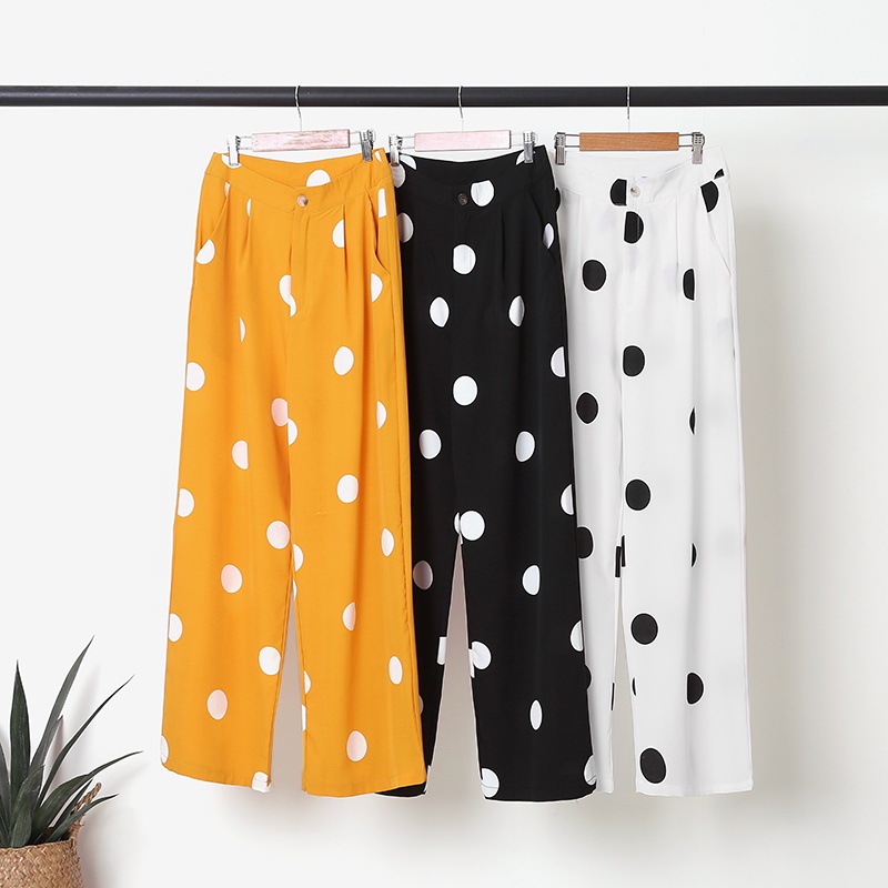 Set đồ Zanzea gồm áo sơ mi chấm bi dài tay cổ bẻ + quần dài ống rộng thời trang cho nữ