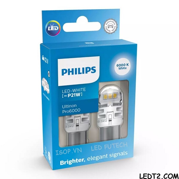 [LEDT2 ISOP] Đèn hậu (phanh, stop) LED Philips Ultinon Pro6000 chân S25 [Bảo hành 5 năm]