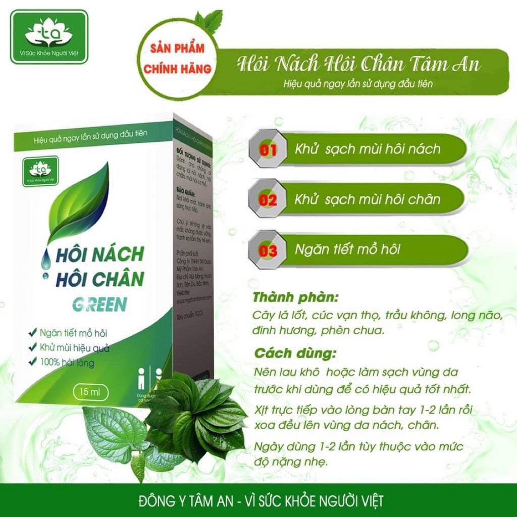XỊT HÔI NÁCH, HÔI CHÂN THẢO DƯỢC TÂM AN