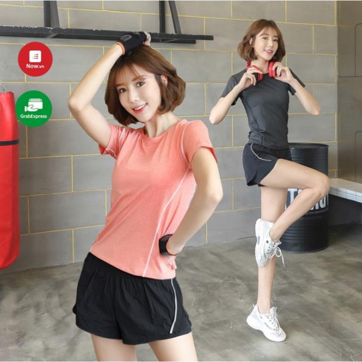 Bộ đồ tập gym nữ 2 món, áo thun và quần 2 lớp *