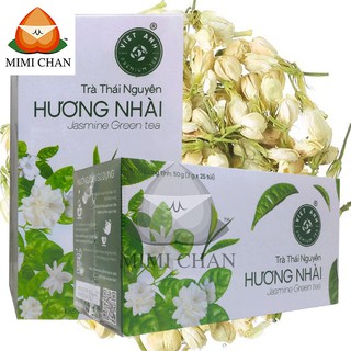 Trà Túi Lọc Thái Nguyên, Trà Xanh Hương Nhài Việt Anh Hộp 25 Gói x 2g, 1 Tôm 2 Lá, Trà Búp Không Chất Bảo Quản