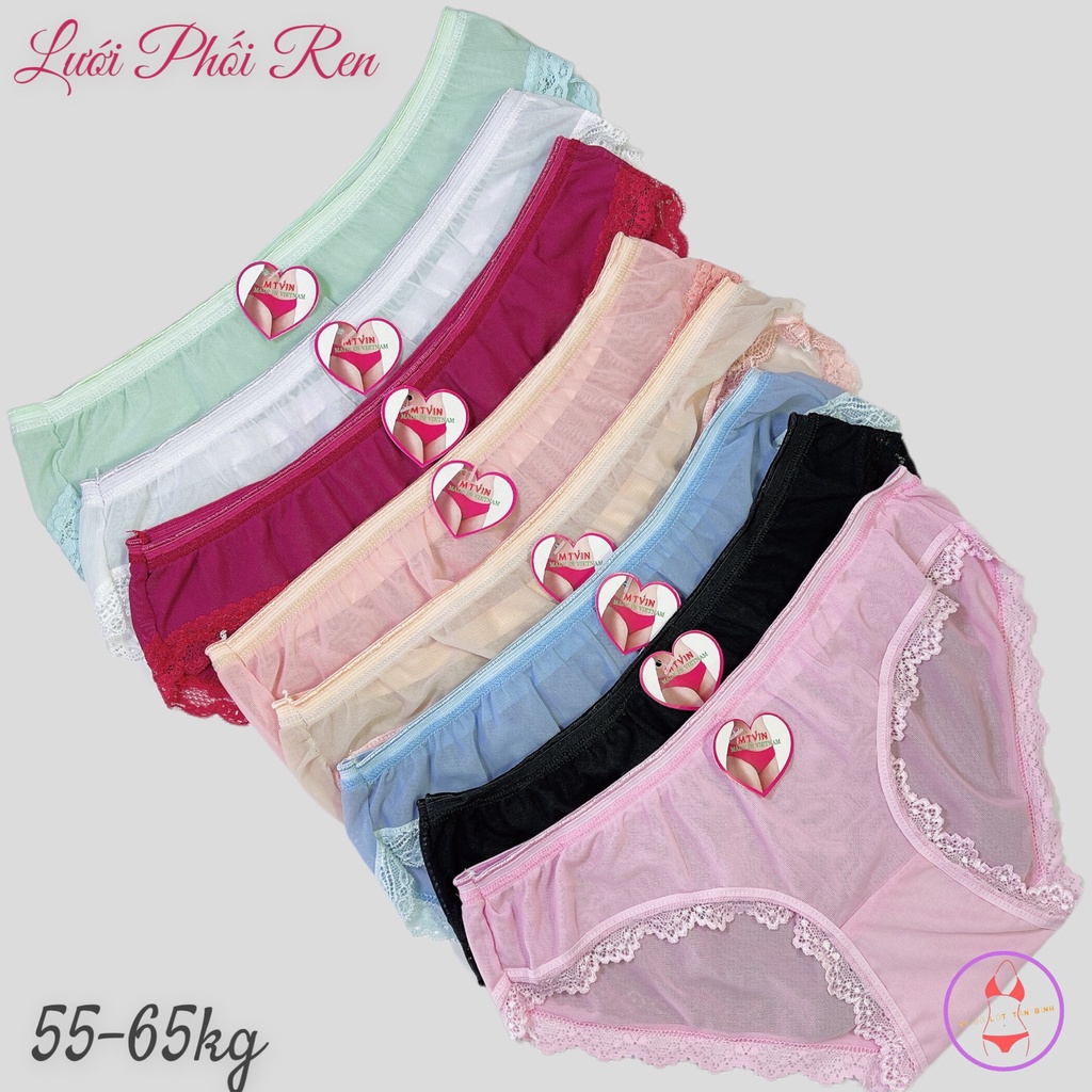 Quần lót nữ lưới phối ren thoáng mát size lớn 55-70kg