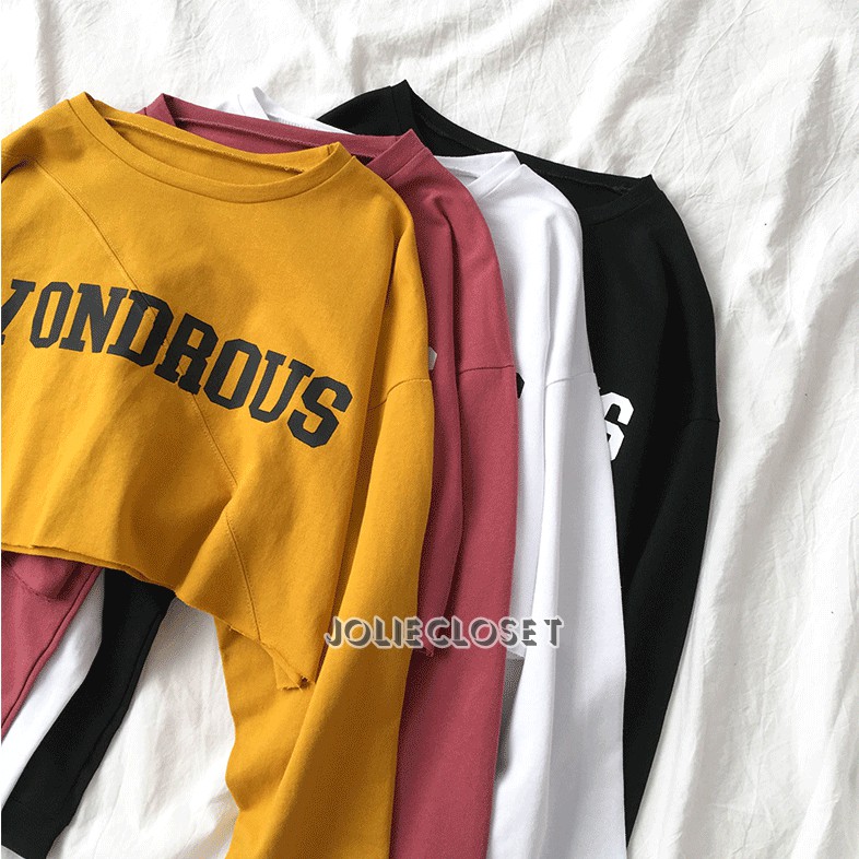 Áo Thun Croptop Tay Dài Quảng Châu Nhiều Màu