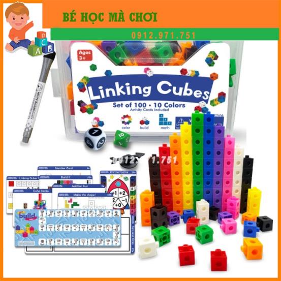 Bộ học toán và xếp hình sáng tạo NUMBER BLOCK Linking Cubes 100 khối cho bé