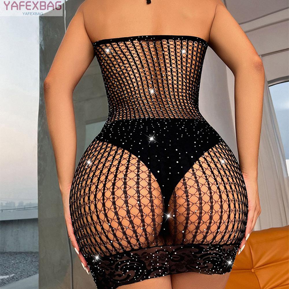 Dress Bodycon Clubwear Fishnet Mini Dress Nylon One Size Party See Through Sexy