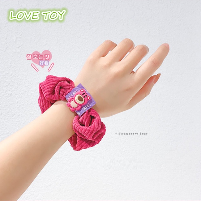 Dây buộc tóc cỡ lớn họa tiết gấu dâu tây dễ thương