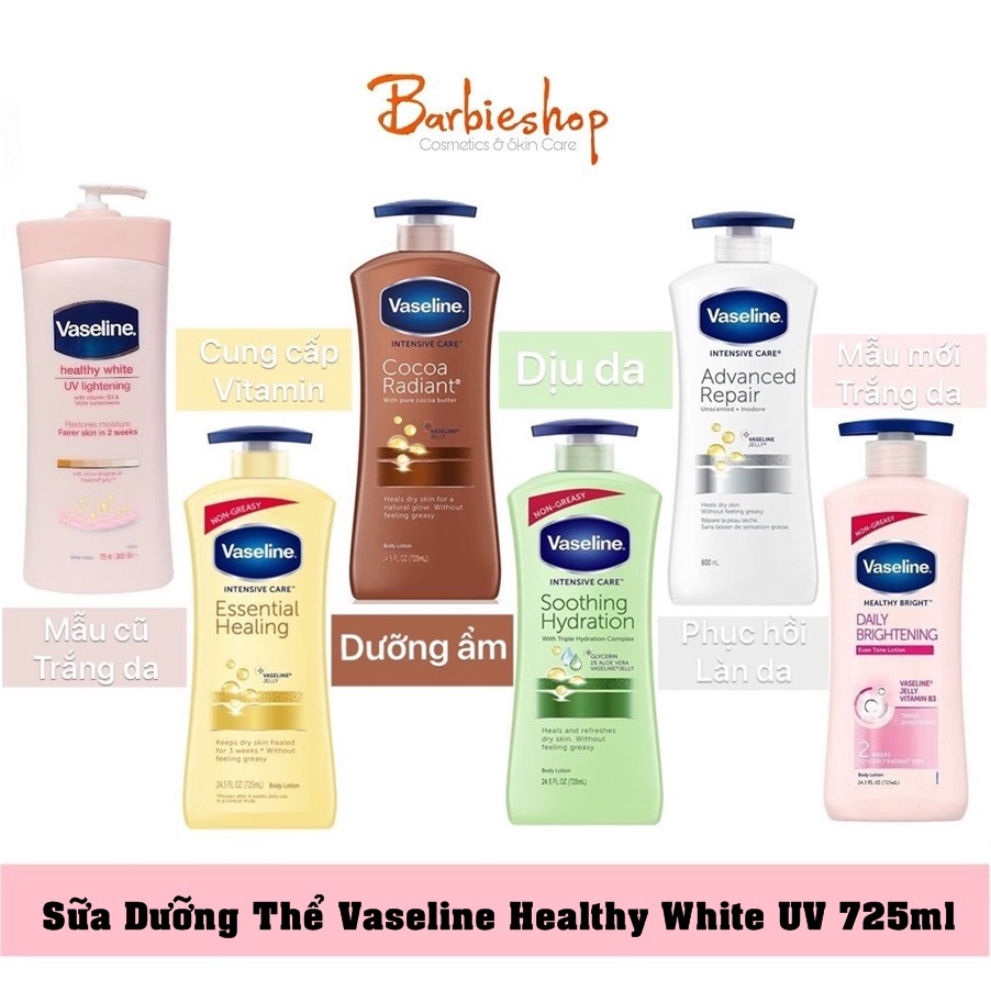 ( Có sẵn màu hồng ) DƯỠNG THỂ VASELINE 725ML (HỒNG- VÀNG-XANH-TRẮNG) 725ML