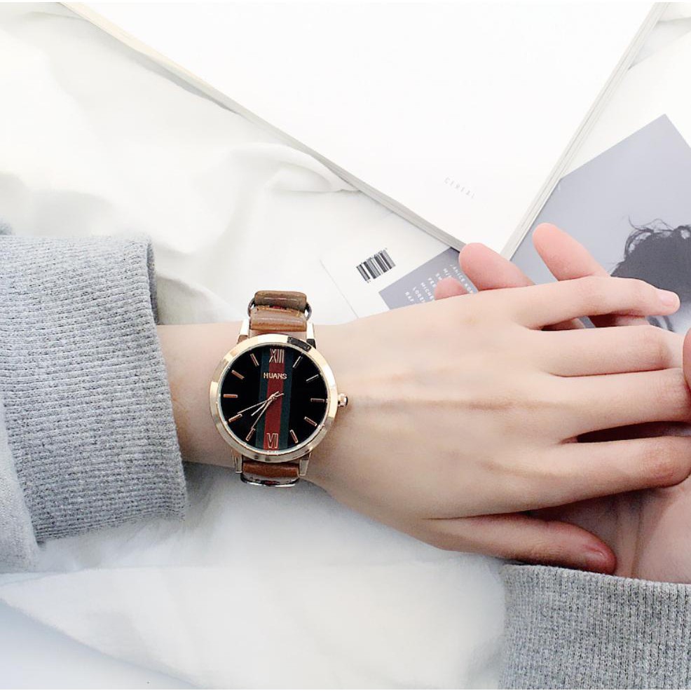 [CỰC ĐẸP] ĐỒNG HỒ NỮ DÂY DA HUANS SỌC ĐỎ DHD115 NHIỀU MÀU SIÊU HOT | BigBuy360 - bigbuy360.vn