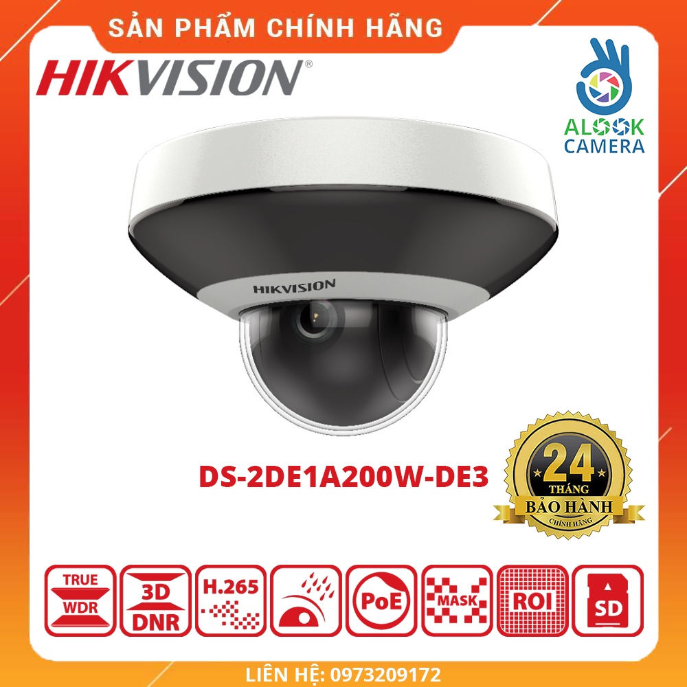 HÀNG CHÍNH HÃNG_Camera IP mini PTZ bán cầu HIKVISION DS-2DE1A200W-DE3 2MP_BH 24 THÁNG