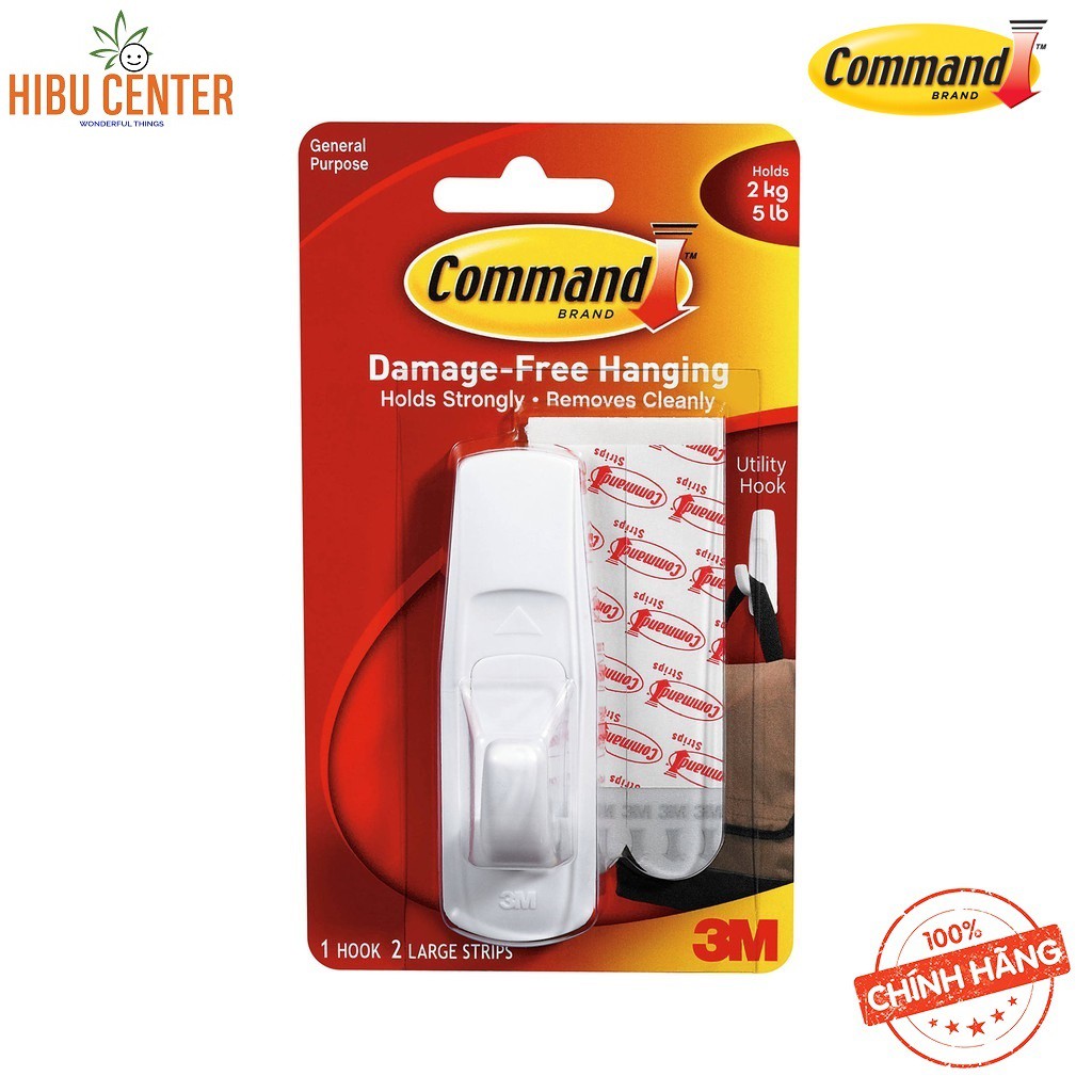 Móc Treo Kiểu Vuông 2kg Vỉ 1 Cái Command 3M 17003B – Siêu Dính, Bền Chắc, Dễ Dàng Tháo Gỡ - Hàng Chính Hãng - HIBUCENTER