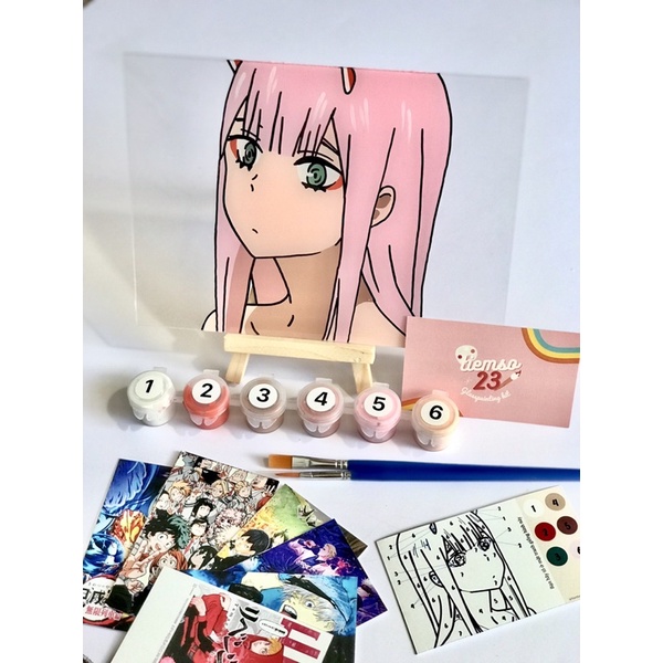 KIT tranh kính tự tô màu Zero Two anime Darling in the FRANXX