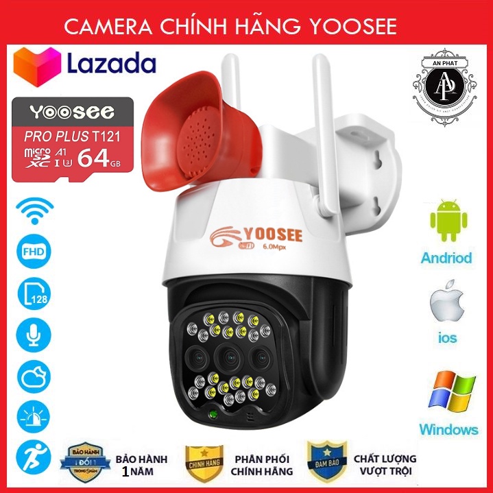 Camera IP WIFI YOOSEE FULL HD 6.0mpx Siêu Nét Xoay 360 chuyên dụng ngoài trời báo động thông minh BH toàn quốc