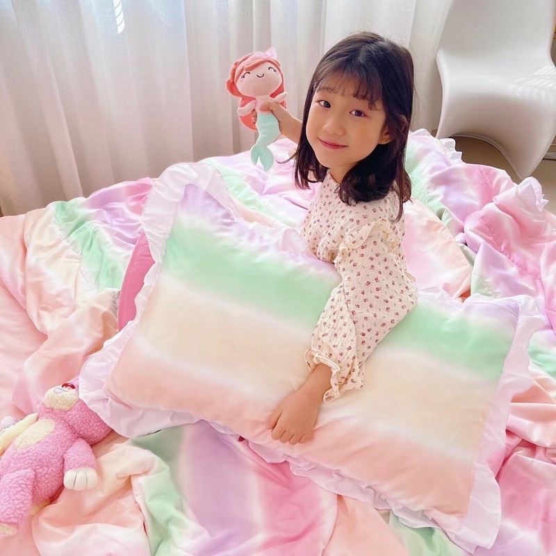 Set chăn ga cotton đũi bánh bèo